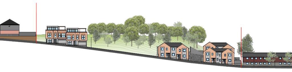 Lot: 53 - FREEHOLD SITE WITH PLANNING FOR EIGHT DWELLINGS - Proposed Street Scene